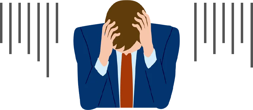 頭を抱えて悩む